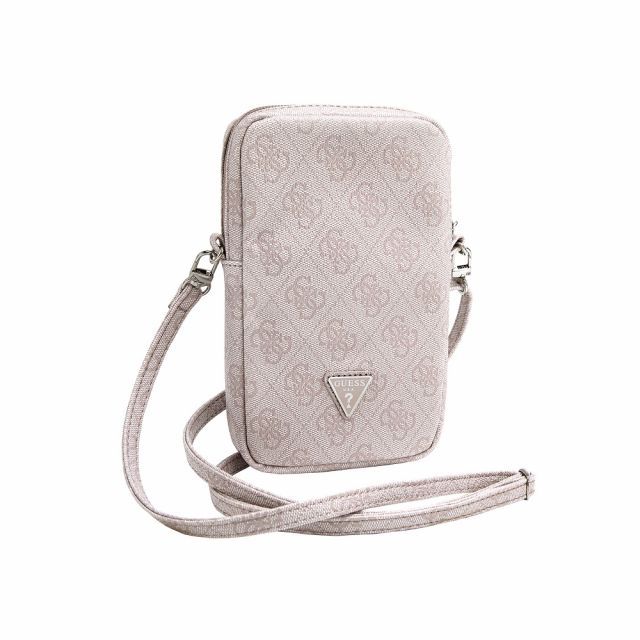 Guess PU 4G Triangle Logo Walltet Phone Bag Zipper Pink