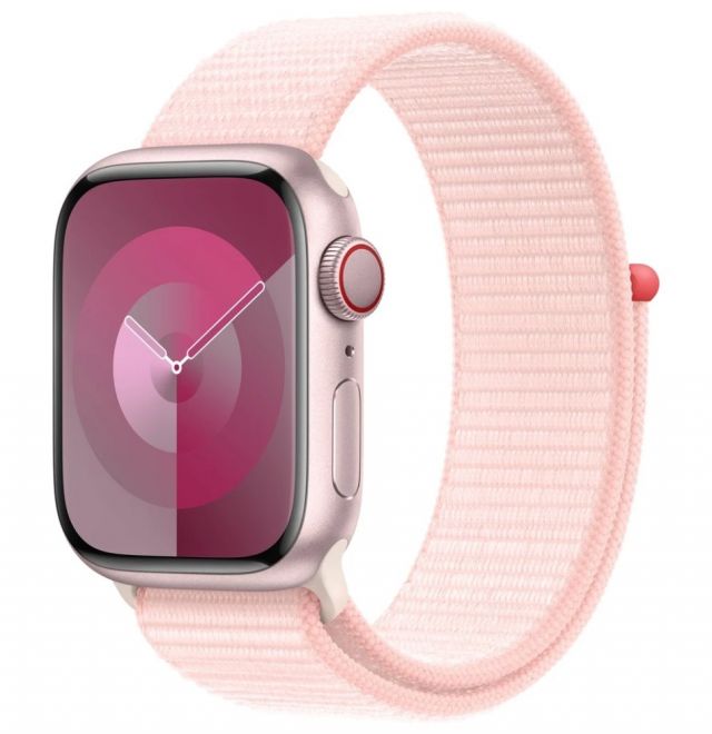 Apple Watch Series 9 Cellular 41mm Růžový hliník se světle růžovým provlékacím řemínkem
