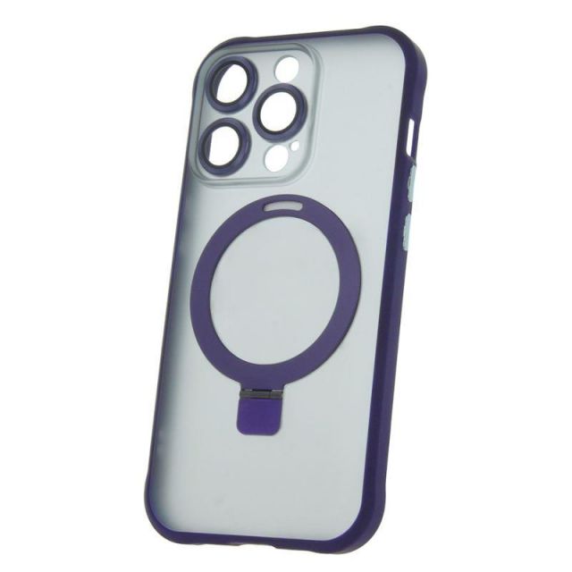Silikonové TPU pouzdro Mag Ring pro iPhone 15 Pro fialové
