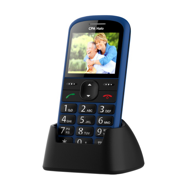 Telefon CPA Halo 21 Senior modrý s nabíjecím stojánkem