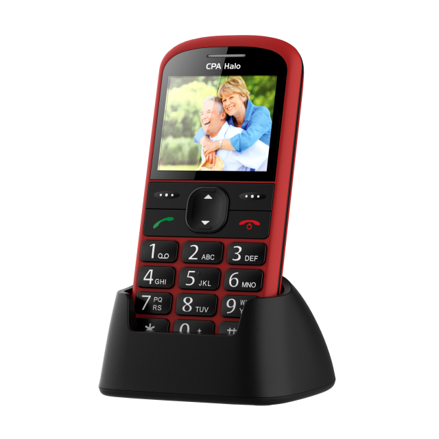 Telefon CPA Halo 21 Senior červený s nabíjecím stojánkem