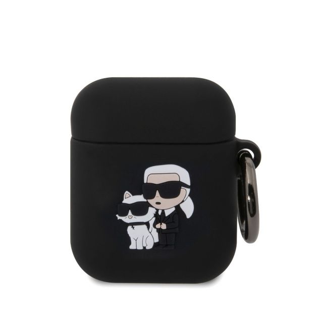 Karl Lagerfeld 3D Logo NFT Karl and Choupette Silikonové Pouzdro pro AirPods 1/2 Black