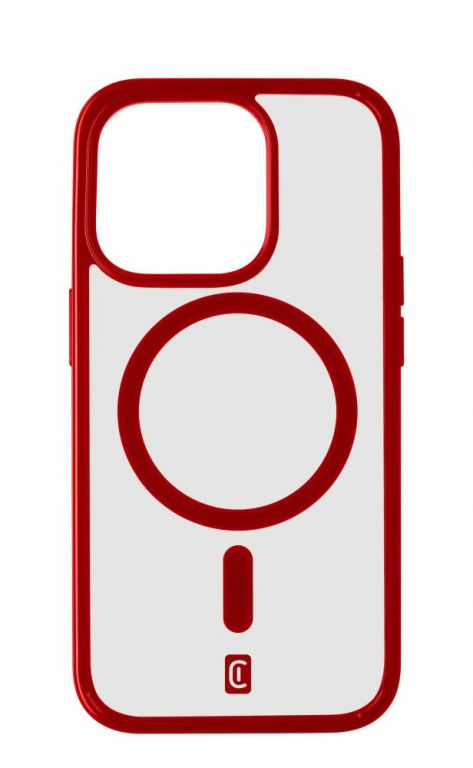 Zadní kryt Cellularline Pop Mag s podporou Magsafe pro Apple iPhone 15 Pro, čirý / červený