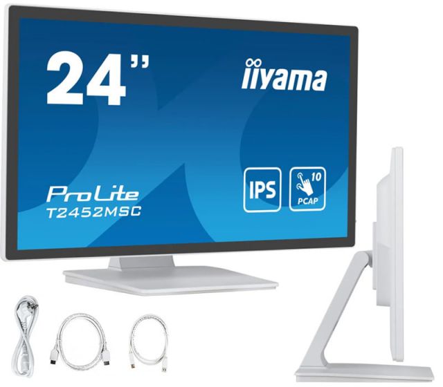 Dotykový monitor iiyama ProLite T2452MSC-W1 24" IPS LED 10 bodů dotyku /HDMI, DisplayPort/ Reproduktory, bílý