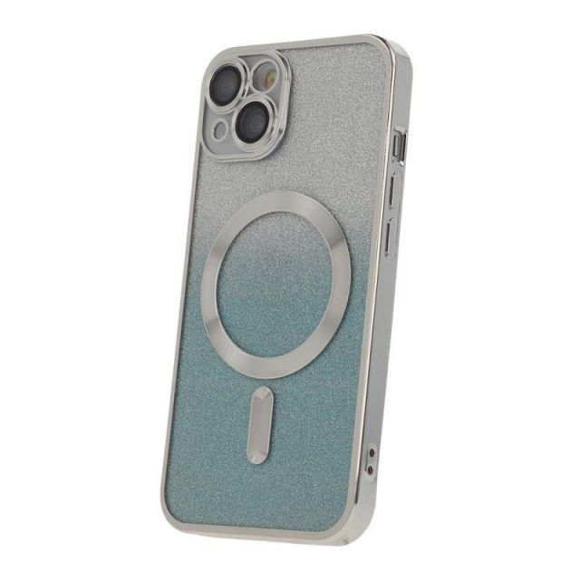 Silikonové TPU pouzdro Mag Glitter Chrome pro iPhone 15 stříbrné