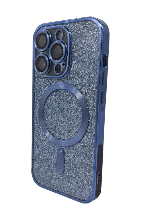Silikonové TPU pouzdro Mag Glitter Chrome pro iPhone 15 Pro modré