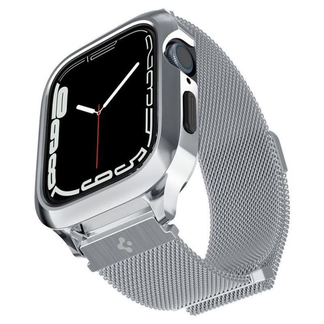 Řemínek Spigen Metal Fit Pro pro Apple Watch 9/8/7 45mm stříbrný