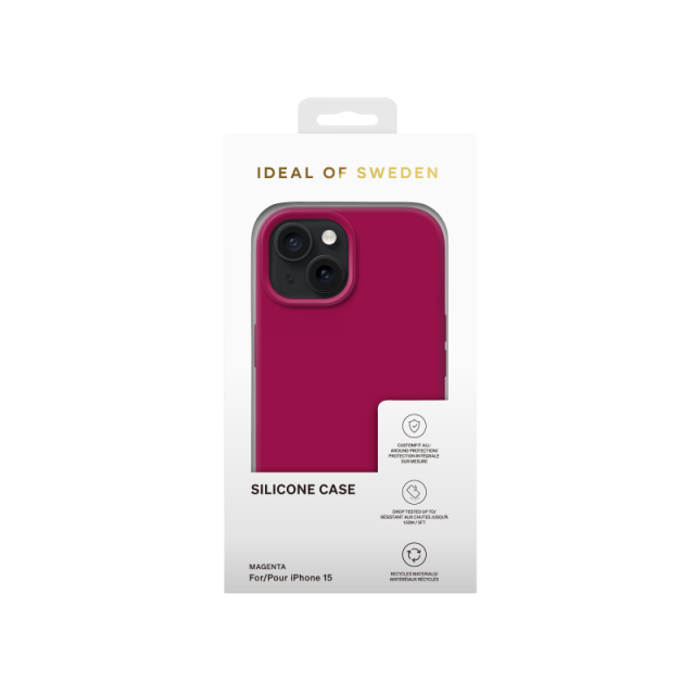 Silikonový ochranný kryt iDeal Of Sweden pro iPhone 15 Magenta