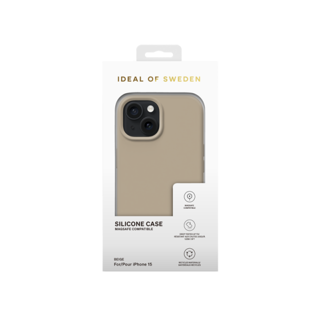 Silikonový ochranný kryt s Magsafe iDeal Of Sweden pro iPhone 15 Beige
