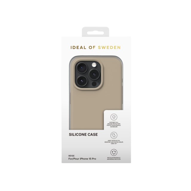 Silikonový ochranný kryt iDeal Of Sweden pro iPhone 15 Pro Beige
