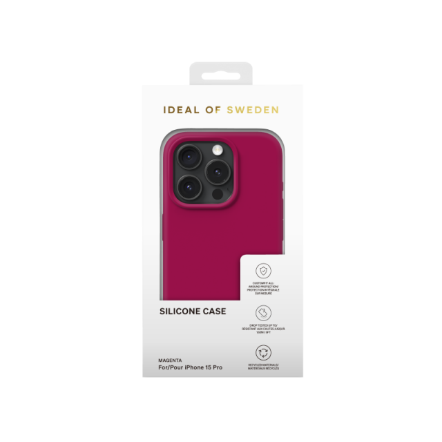 Silikonový ochranný kryt iDeal Of Sweden pro iPhone 15 Pro Magenta
