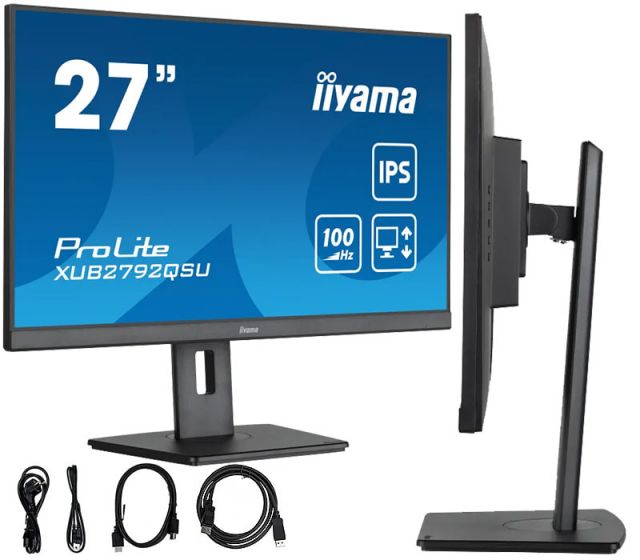 Monitor iiyama ProLite XUB2792QSU-B6 27'' WQHD 100Hz 0,4ms IPS LED /HDMI DP hub USB/ FlickerFree BlueLightReducer
