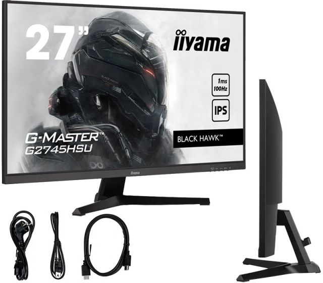 Monitor iiyama G-Master Black Hawk G2745HSU-B1 27" IPS LED 1ms 100Hz /HDMI, DisplayPort, hub USB/ FreeSync, FlickerFree