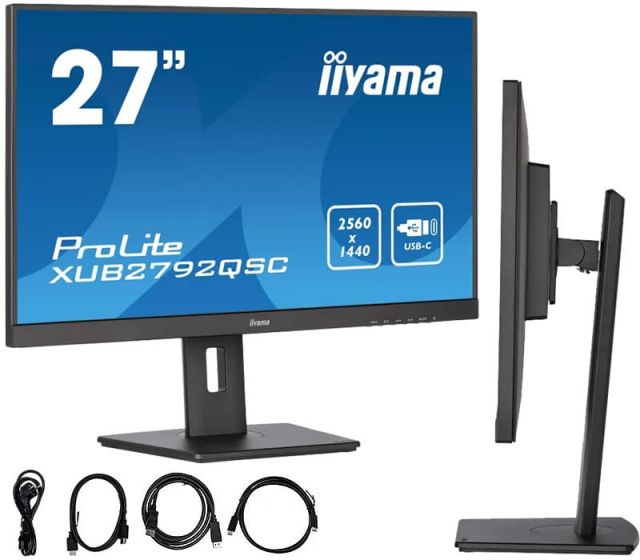 Monitor iiyama ProLite XUB2792QSC-B5 27" WQHD IPS LED 4ms 75Hz /USB-C HDMI DP/ FlicerFree