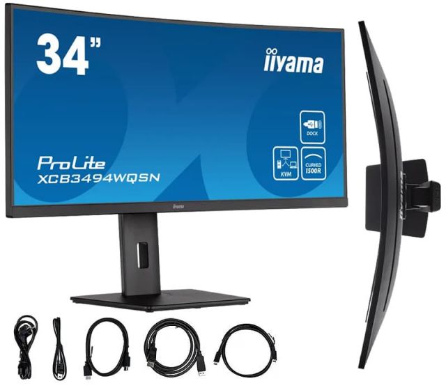 Monitor iiyama ProLite XCB3494WQSN-B5 34" Curved UWQHD VA LED 0,4ms 120Hz /USB-C HDMI DP/ FreeSync FlickerFree