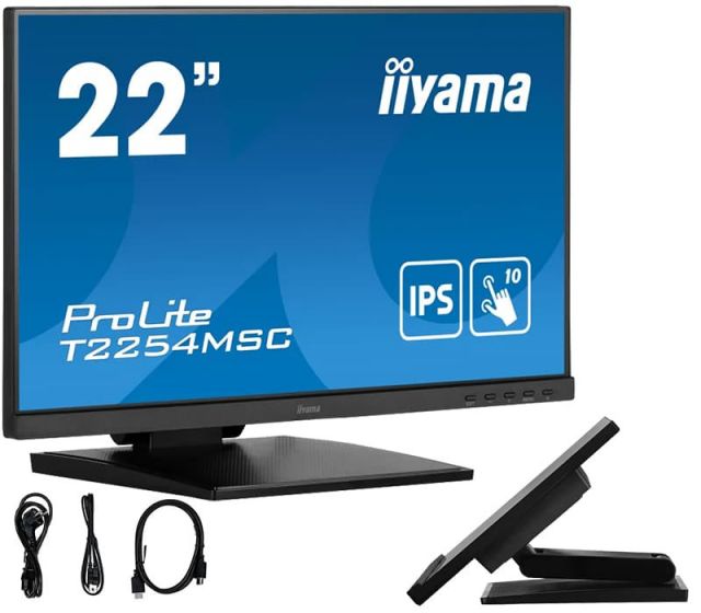 Monitor dotykowy 22" POS iiyama ProLite T2254MSC-B1AG FHD 4ms IPS /HDMI DP/ Głośniki, PalmRejection, AntiGlare