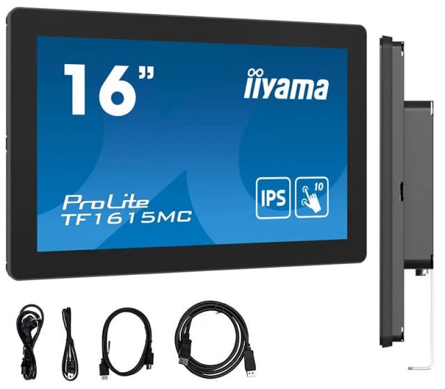 Monitor dotykowy 16" do zabudowy iiyama ProLite TF1615MC-B1 FHD IPS /VGA HDMI DP/ IP65