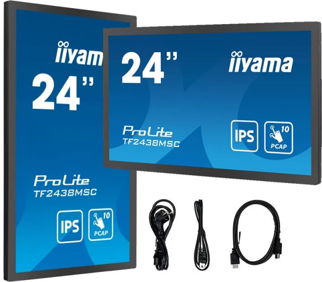 24" zapuštěný dotykový monitor iiyama ProLite TF2438MSC-B1 IPS FHD IPX1 /HDMI, DP/ Reproduktory