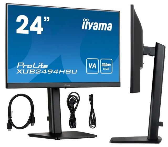Monitor iiyama ProLite XUB2494HSU-B2 24" HD, VA, 4 ms, 75 Hz, HDMI, DP, USB HUB