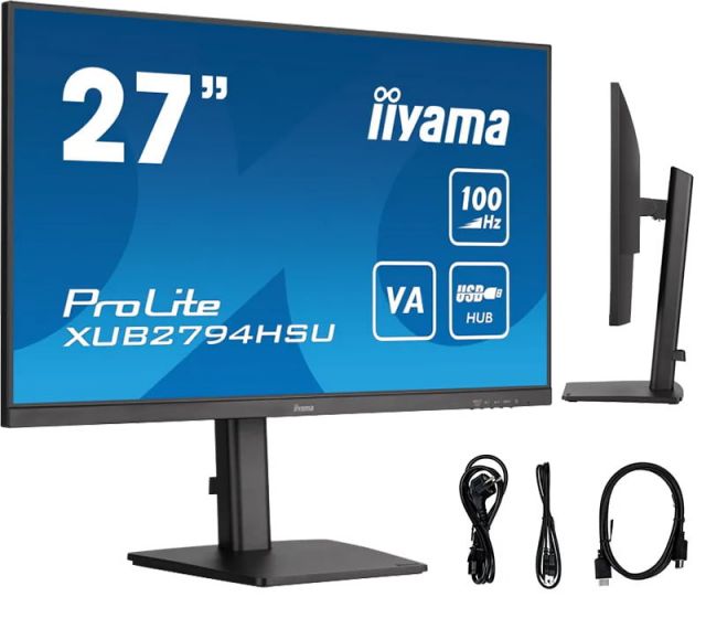 Monitor iiyama ProLite XUB2794HSU-B6 27" VA LED 100Hz 1ms /HDMI DisplayPort/ hub USB FlickerFree HAS