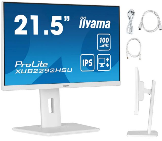 Monitor iiyama ProLite XUB2292HSU-W6 22" IPS LED 100Hz 0,4ms /HDMI DisplayPort/ hub USB FlickerFree HAS Biały