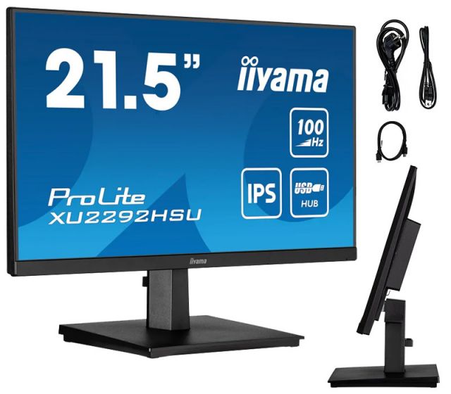 Monitor iiyama ProLite XU2292HSU-B6 22" IPS LED 100Hz 0,4ms /HDMI DisplayPort/ hub USB FlickerFree