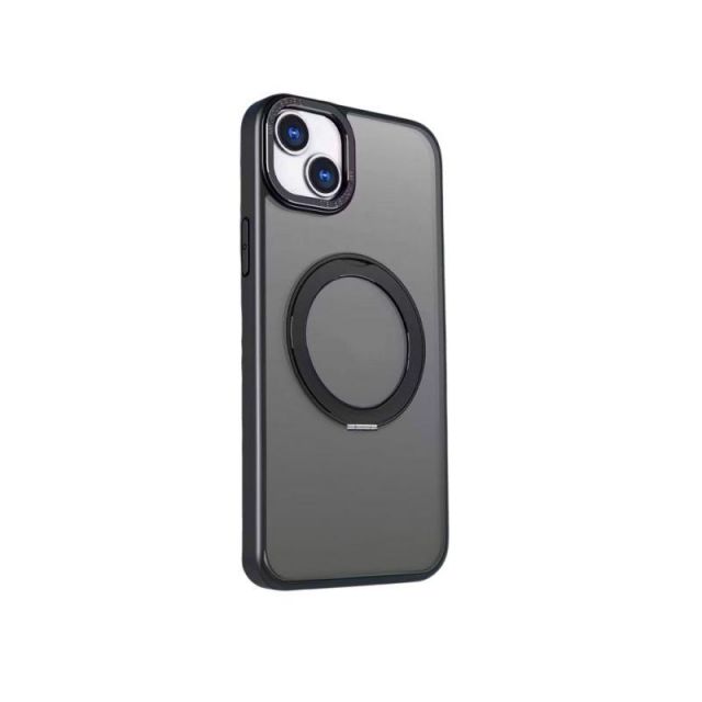 Silikonové TPU pouzdro Mag Ring Rotating pro iPhone 12/12 Pro černé