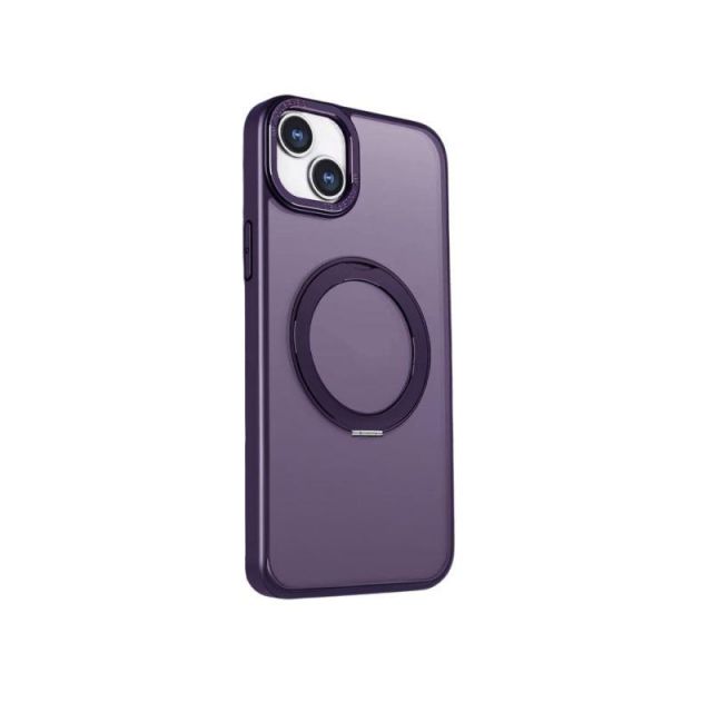 Silikonové TPU pouzdro Mag Ring Rotating pro iPhone 12/12 Pro fialové