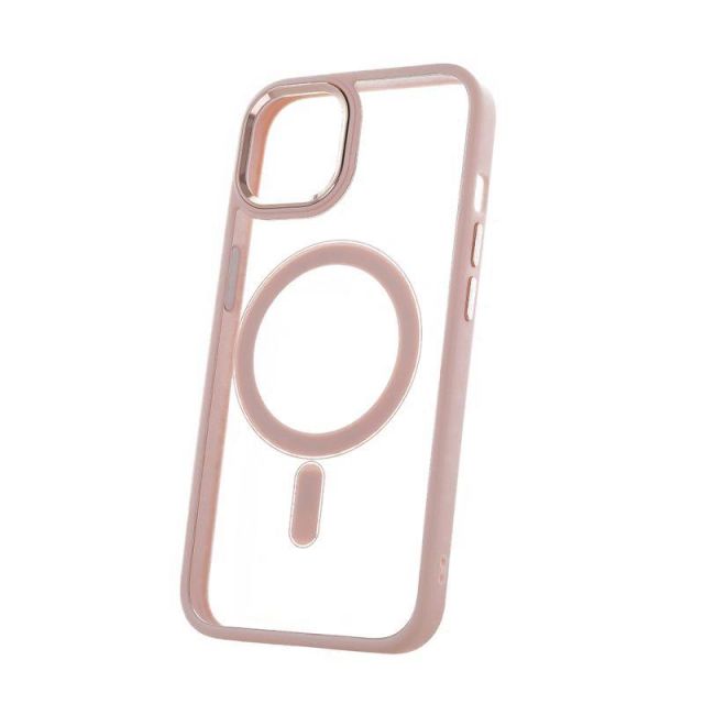 Silikonové TPU pouzdro Satin Clear Mag pro iPhone 13 Pro růžové