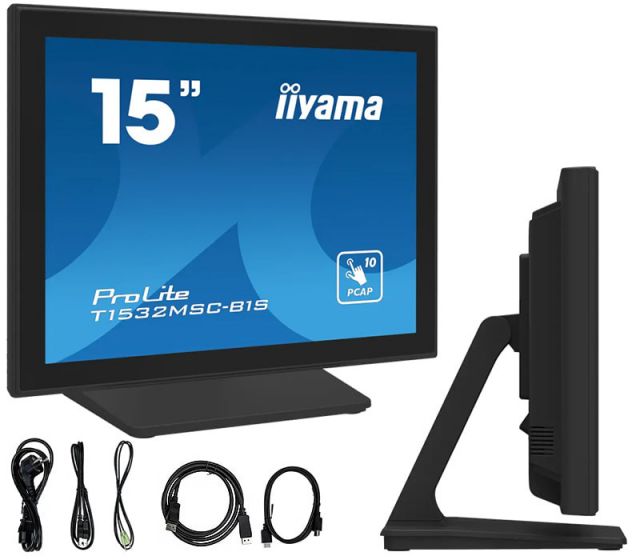Dotykový POS monitor iiyama T1532MSC-B1S 15" 4:3 /VGA HDMI DP/ IP43, reproduktory