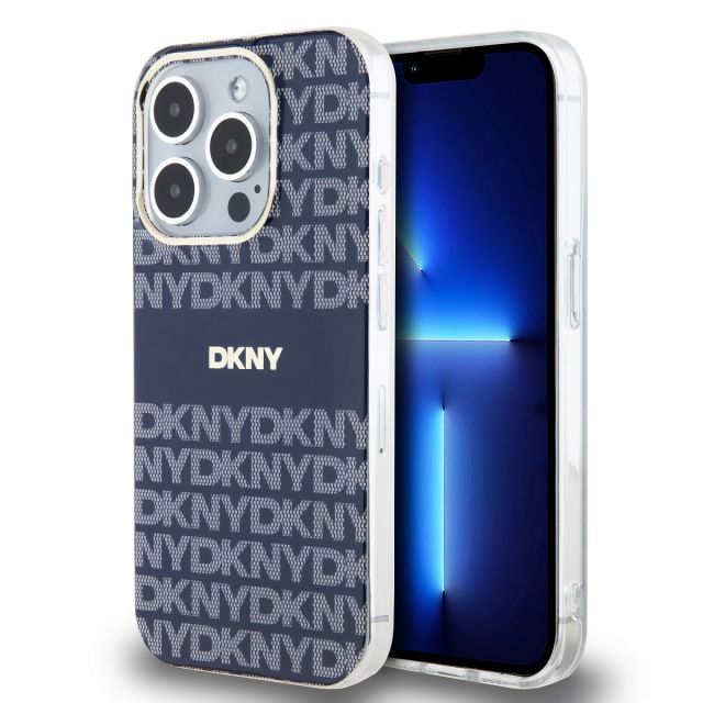 DKNY PC/TPU Repeat Pattern Tonal Stripe Magsafe Zadní Kryt pro iPhone 15 Pro Blue