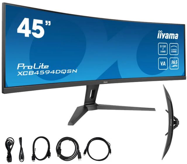 iiyama ProLite XCB4594DQSN-B1 45" Bent VA LED 7.4K 165Hz 0.8ms /USB-C, 2xHDMI, DP/ KVM monitor, dokovací stanice USB-C, LAN