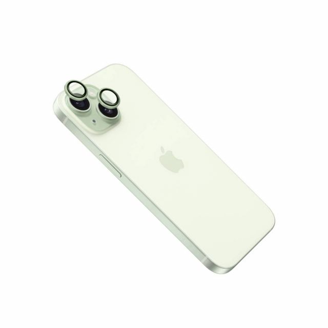 Ochranná skla čoček fotoaparátů FIXED Camera Glass pro Apple iPhone 15/15 Plus, světle zelená