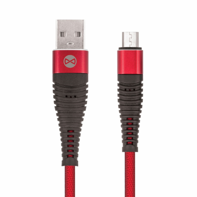 Datový kabel Forever micro USB 1m 2A shark textilní červený