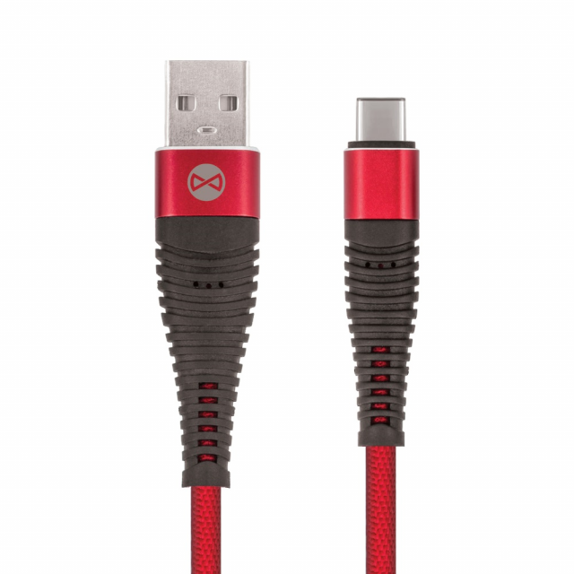 Datový kabel Forever USB-C 1m 2A shark textilní červený