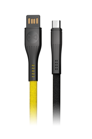 Datový kabel Forever Core micro USB 1m 3A textilní plochý žlutý/ černý