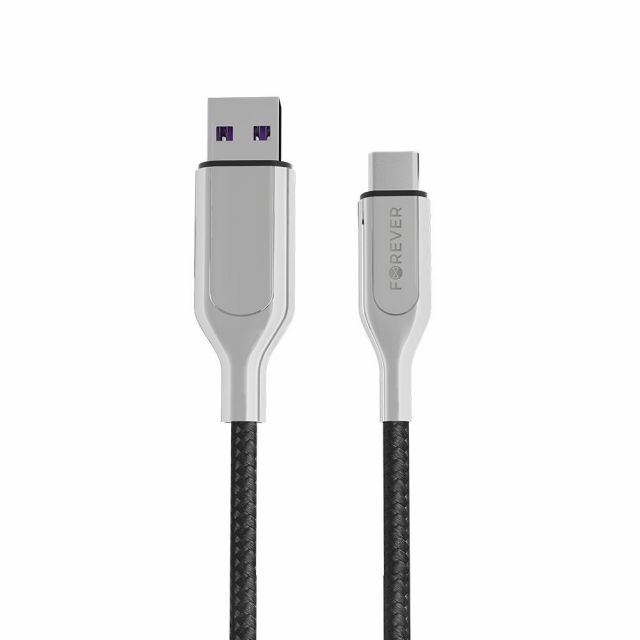 Datový kabel Forever Core USB-C 1m 5A textilní černý