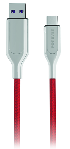 Datový kabel Forever Core USB-C 1m 5A textilní červený