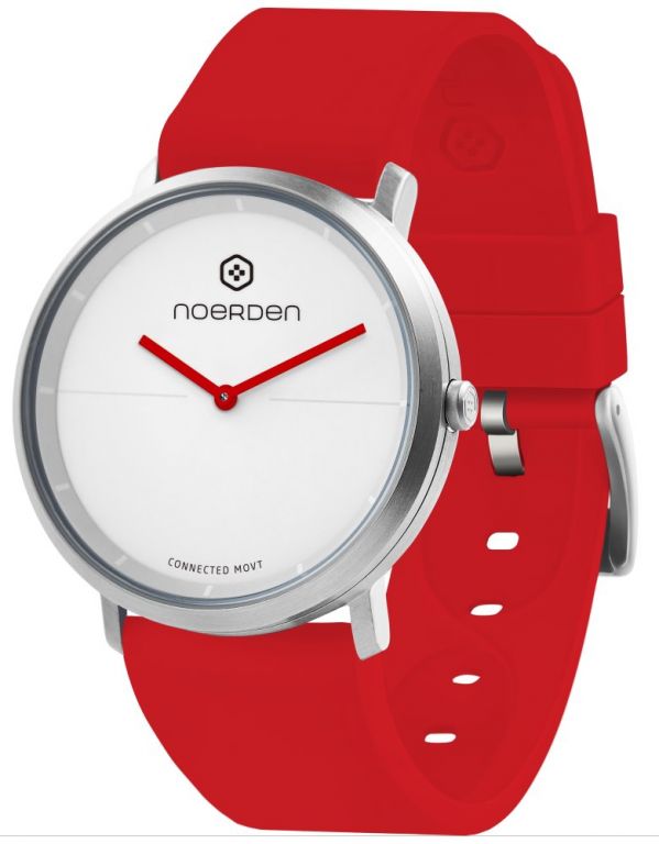 NOERDEN chytré elegantní hybridní hodinky LIFE2 Red/ dotykové sklíčko/ 5 ATM/ výdrž až 6 měsíců/ červené/ CZ app