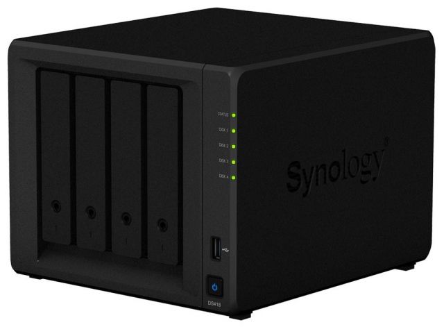 Synology DS418 4-Bay SATA, Realtek 4C 1,4 GHz, 2GB, 2xGbE LAN, 2xUSB 3.0