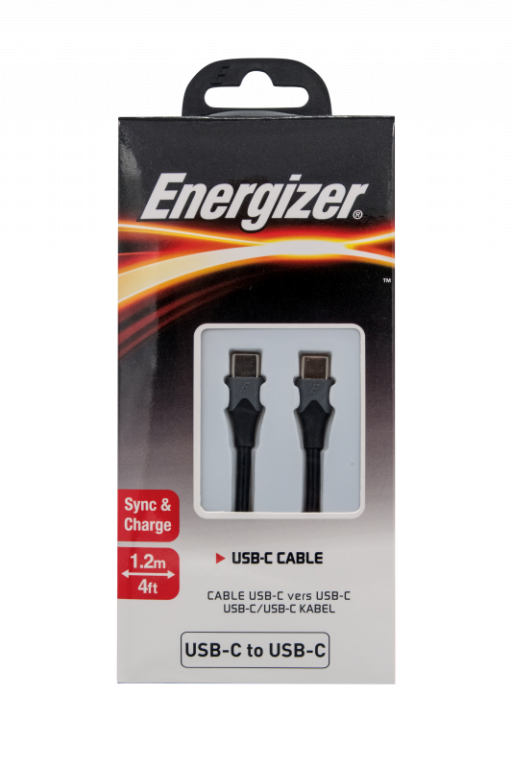 Datový kabel Energizer USB-C na USB-C 1,2m 2,4A silikonový černý