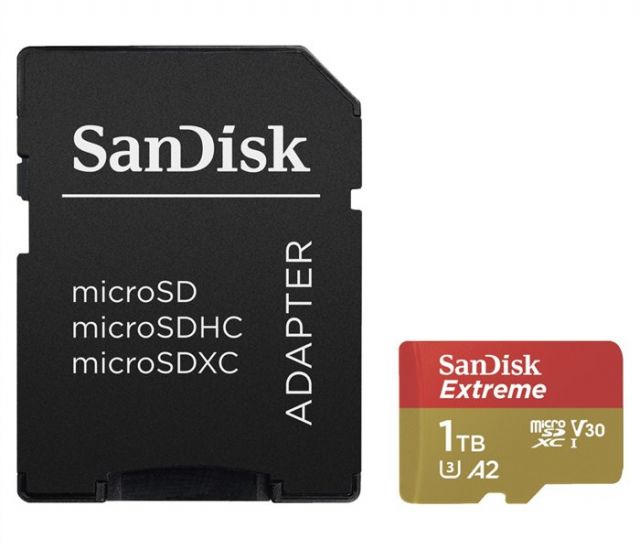 SanDisk Extreme 1TB microSDXC / CL10 / A2 / UHS-I U3 / 160mb/s / vč. adaptéru