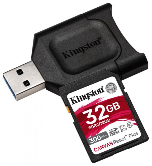 KINGSTON Canvas React Plus 32GB SDHC / UHS-II V90 U3 / CL10 / + USB čtečka (2roky záruka na čtečku)