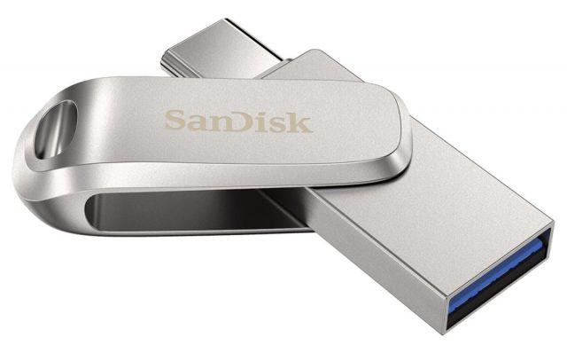SanDisk Ultra Dual Drive Luxe USB-C 64GB / USB 3.0 Typ-C / USB 3.0 Typ-A / stříbrný