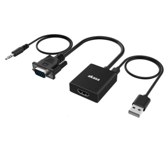 AKASA adaptér VGA na HDMI / AK-CBHD23-20BK / 20 cm / černý
