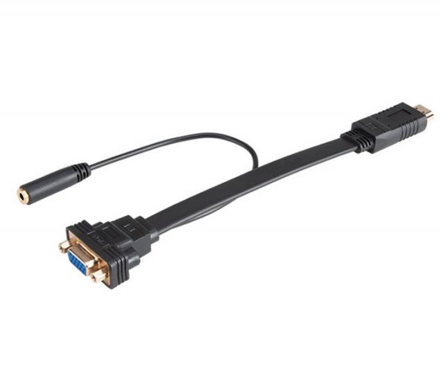 AKASA kabel k monitoru HDMI na VGA + 3,5 jack / AK-CBHD18-20BK / 1920x1080@60Hz / černý / 20cm