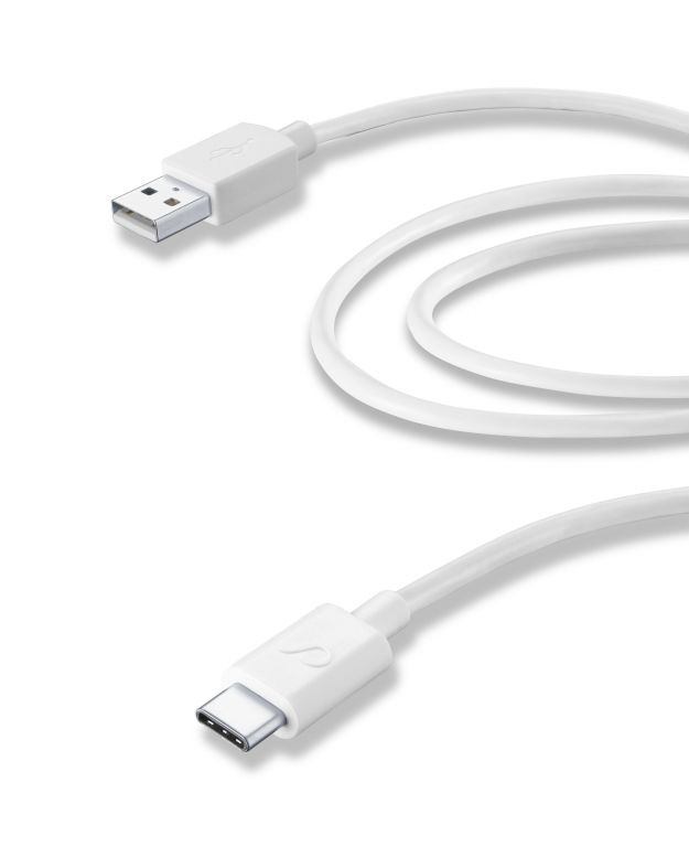 Prodloužený USB datový kabel Cellularline s USB-C konektorem a podporou Power Delivery (PD), 60W max, 2m, bílý