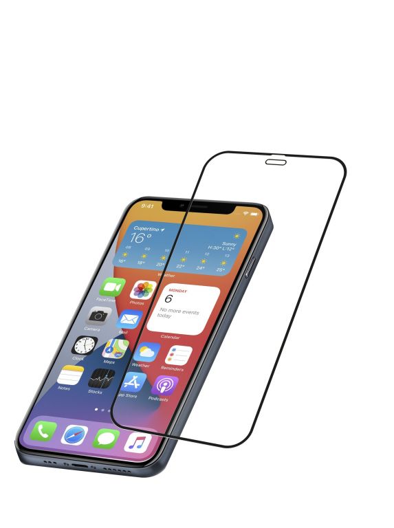 Ochranné tvrzené sklo pro celý displej Cellularline CAPSULE pro Apple iPhone 12 mini, černé