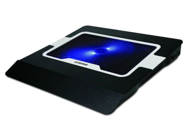 CRONO CB156/ aktivní chladící podložka pro notebook do 15,6"/ 2x USB/ modré LED podsvícení/ černá