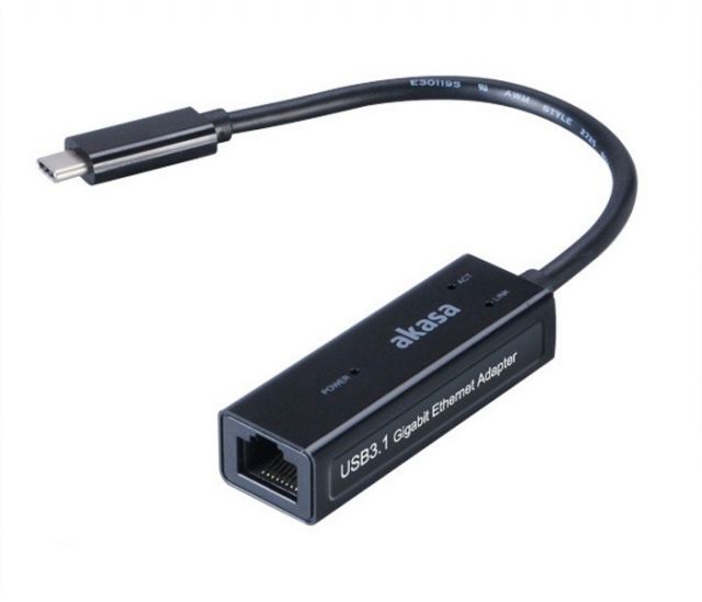 AKASA redukce z USB Typ-C na RJ-45 / AK-CBCA07-15BK / 10/100/1000 Mbps / 15 cm